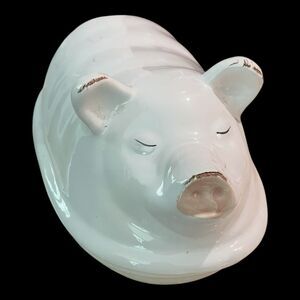 Adorable Vintage Piglet Butter Dish – Hand-Painted 2-Piece Farmyard Collection